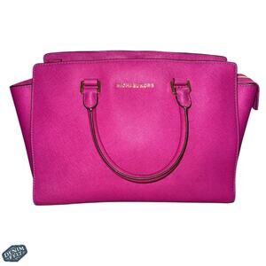Michael Kors Rasberry/Fuschia Pink Saffiano Leather Large Selma Tote/Purse/Bag